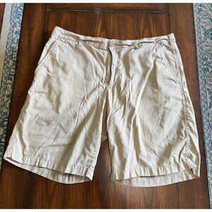 Columbia Tan Flat Front Chino Cotton Shorts 38" 10" Inseam Hiking Outdoor Light